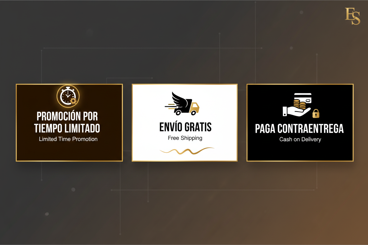 Necesito de uma imaje de banner para mi tienda para desktop, puedo poner promoción por tiempo lilitado, envio gratis, más paga contraentrega, colores marron, blanco y negro